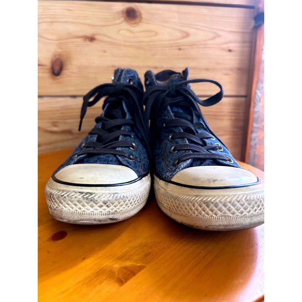 Converse Chuck‎ Taylor All Star Denim Leopard Print High Top Zip Sneakers Blue 6 - Picture 4 of 9